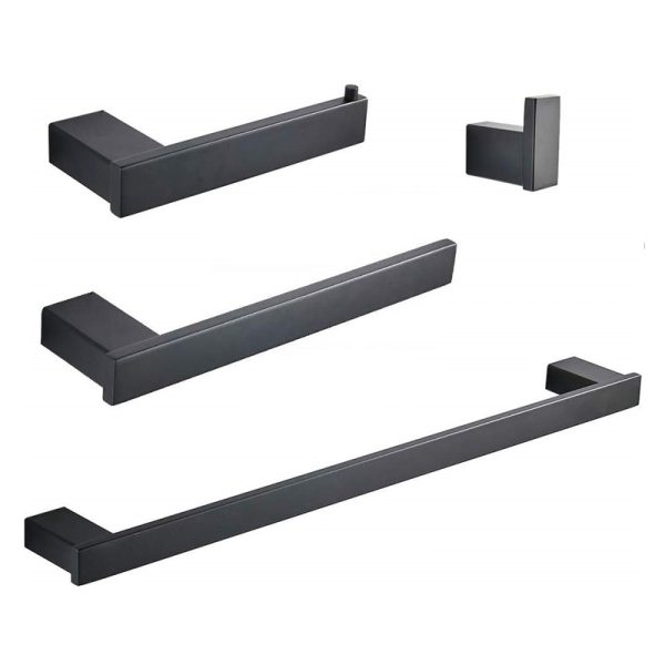 4 Piece Chrome Modern Towel bar Set Bathroom Hardware Accessories Set