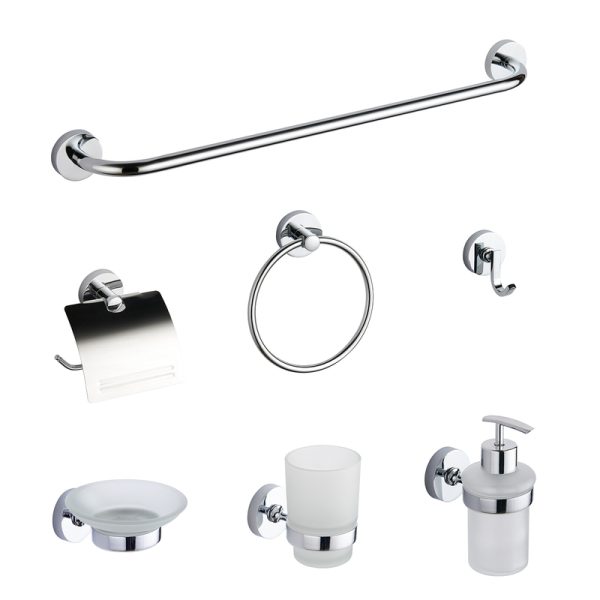 4 Pieces Round Design Bathroom Hardware Factory Wall Mounted Chrome Bathroom Hardware Accessories Set