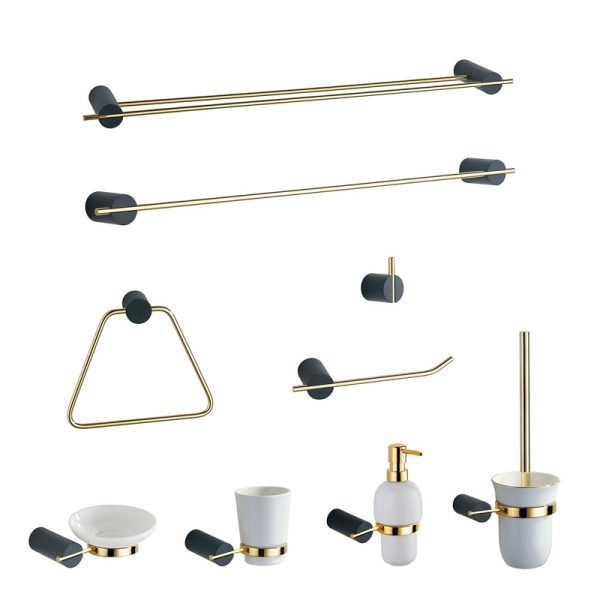 6 Pieces Luxury Bathroom Design Wall Mount Gold Brass Bathroom Accessories