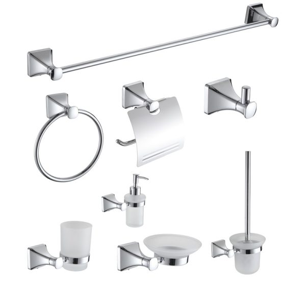 8 Piece  Modern Chrome Towel bar Set Zinc Alloy Wall Mounted Bathroom Hardware Accessories Set