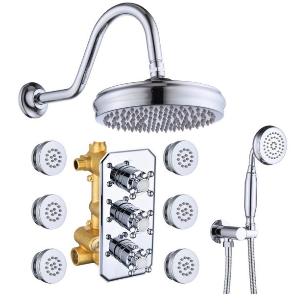 Shower System Wall Mounted Antique Shower Faucet Set  High Pressure Shower Fixtures Combo Set