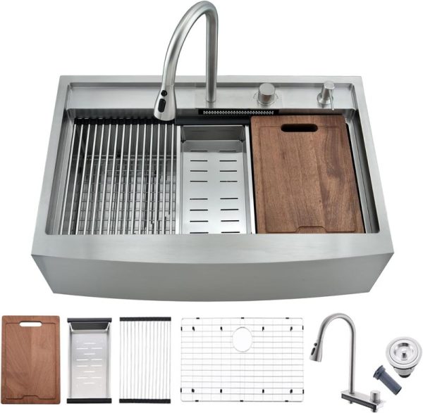 Amazon's Best-selling Kitchen SINK Handmade Sink Under the Counter Basin 33 Inches Kitchen Embedded Stainless Steel Sink