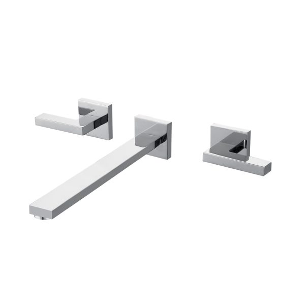 Wall-Mounted Chrome Brass Basin Mixer Hot Cold Water Tap