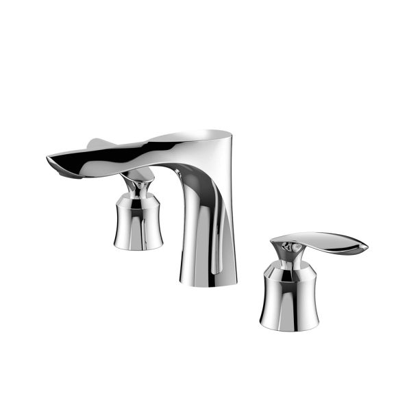 3-Hole Dual Handle Brass Bathroom Basin Faucet New Hot Cold Water Basin Tap