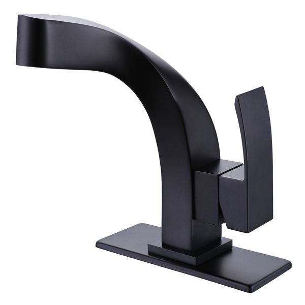 Single Hole Black Finished Brass Bathroom Basin Mixer Faucet