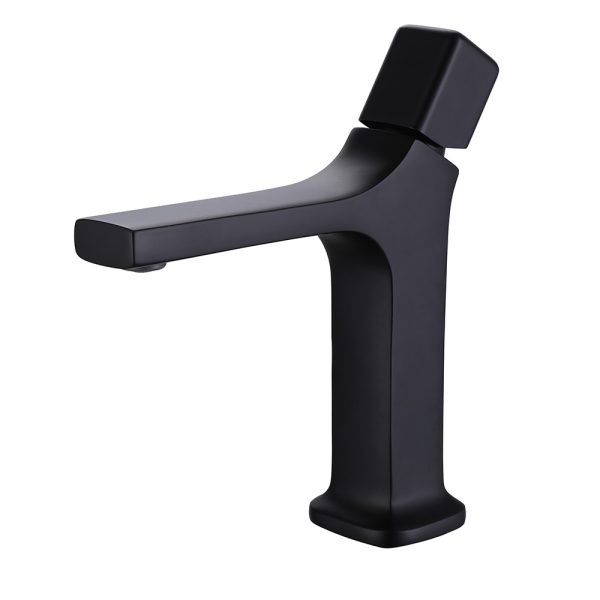 Mounted Black Brass Sink Faucet Hot Cold Water Tap with Single Knob Hand Wash Basin Mixer Faucet