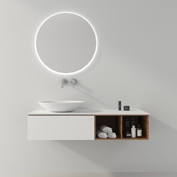 Hot Sell Vanity Round Small Size Art Wash Basin Artifical Stone Resin Bathroom Cabinet Sink