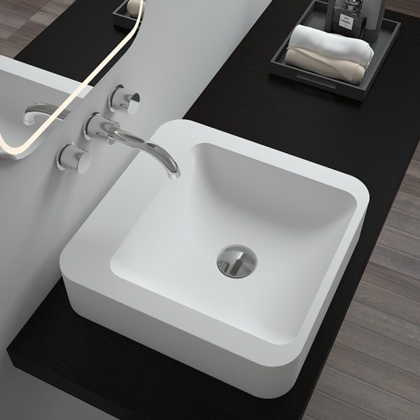 Luxury Toilet Combo Countertop Lavatory Exquisite Artistic Square Stone Counter Basin 410*410mm Wash Basin Sink