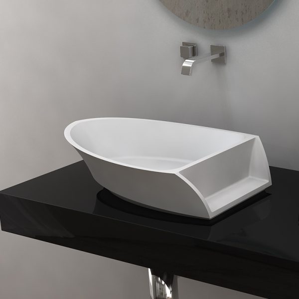 Bath Room Cabinet Boat Shape Wash Basin Stone Resin Artificial Bathroom Special Sink Bath Vanity White Basin