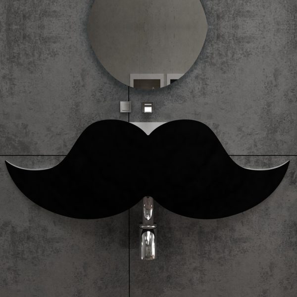 Bellissimo  Stone Wall Hang Wash Sink Solid Surface Modern Bathroom Black Basin