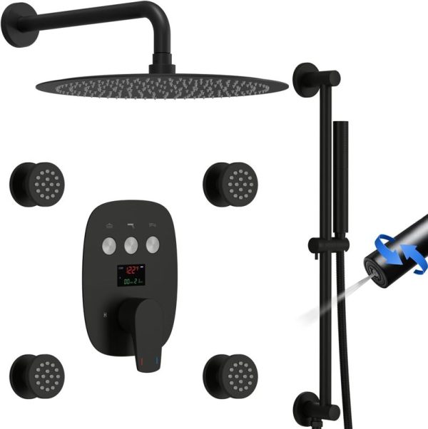 Shower System Ceiling Mounted Rainfall Wall Mounted Matte Black Shower Faucet Set