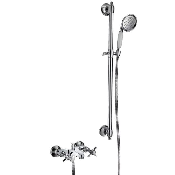 Bathroom Chrome Thermostatic Mixer Faucet Shower Set with Slide Bar Hand Shower