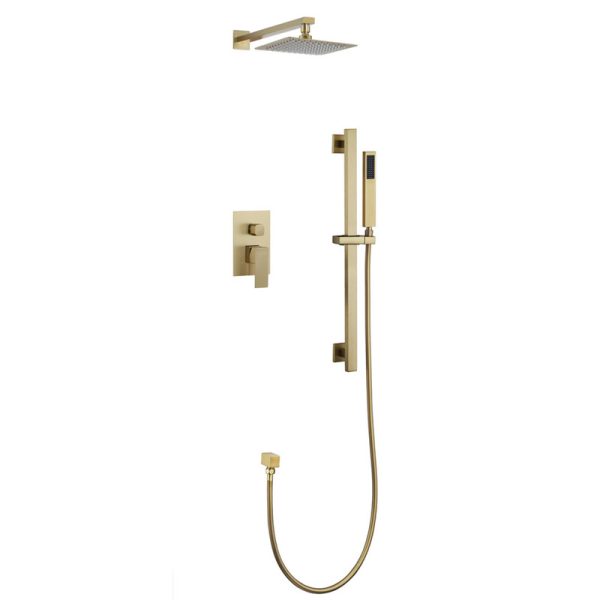 Shower System Rain Wall Mounted Shower Set Luxury Gold Square Shower Faucet Set