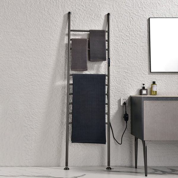 Bathroom Decorative Heated Towel Warmer Bath Towel Drying Rack Vertical Towel Ladder with Touch Display