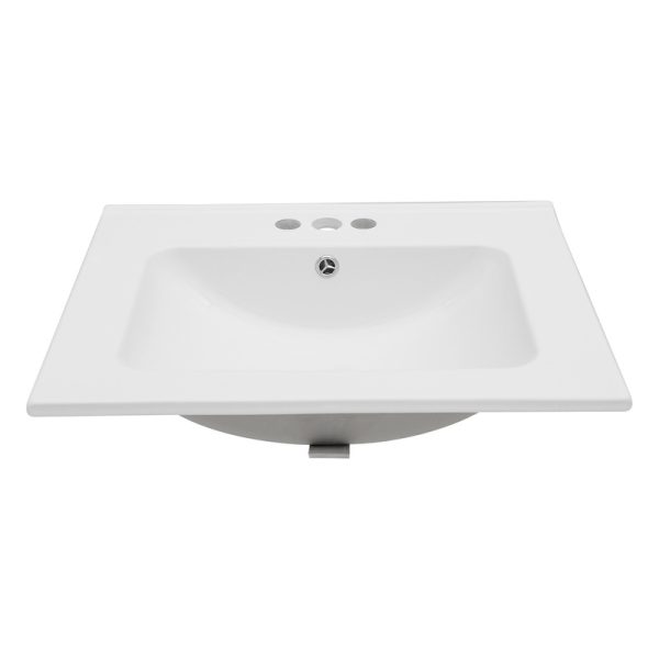 Bathroom Different Size Drop in Thin Rectangular Well Made Forever Ceramic Vanity Top Sink  with One or Three Faucet Holes
