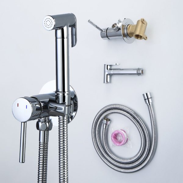 Bathroom Faucet Accessories Chrome Bidet Sprayer Handheld Toilet Shattaf Set