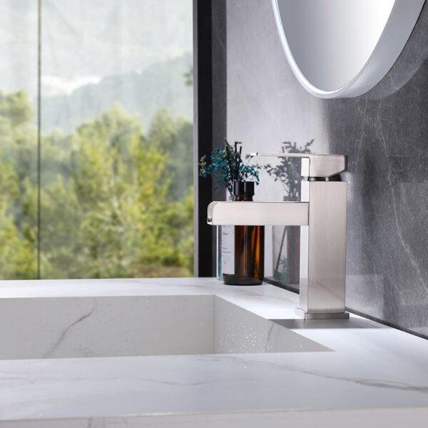 Bathroom Faucet Single Handle Stainless Steel Waterfall Basin Faucet Washroom Mixers Taps Of Basin – Image 4