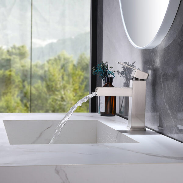 Bathroom Faucet Single Handle Stainless Steel Waterfall Basin Faucet Washroom Mixers Taps Of Basin – Image 3