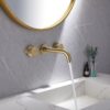 Grifo de baño de latón macizo, grifo de pared de dos manijas, mezclador de lavabo extendido 1