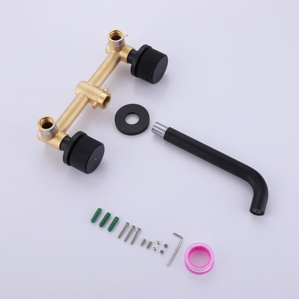 Wholesale Wall Mount Faucet Brushed Nickel Two Handle Bathroom Sink Faucet - Imagem 13