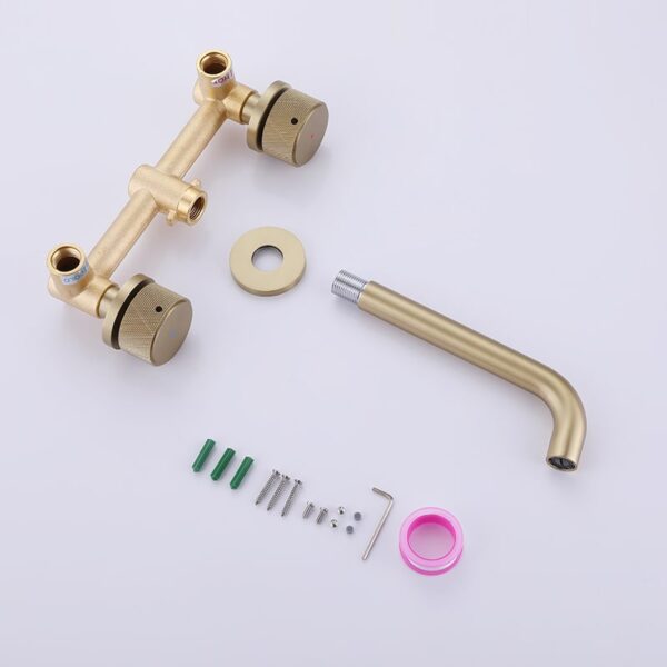 Wholesale Wall Mount Faucet Brushed Nickel Two Handle Bathroom Sink Faucet - Imagem 14