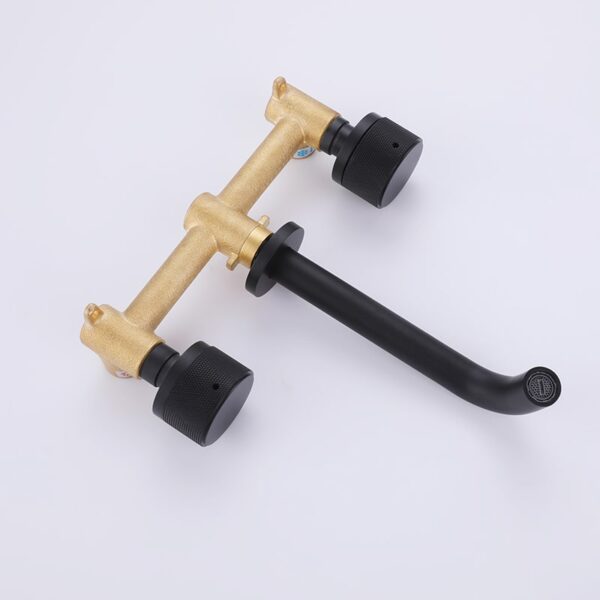 Wholesale Wall Mount Faucet Brushed Nickel Two Handle Bathroom Sink Faucet - Imagem 8
