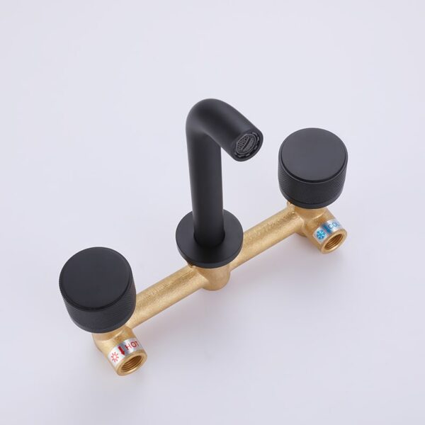 Wholesale Wall Mount Faucet Brushed Nickel Two Handle Bathroom Sink Faucet - Imagem 9