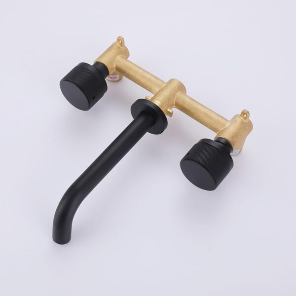 Wholesale Wall Mount Faucet Brushed Nickel Two Handle Bathroom Sink Faucet - Imagem 10