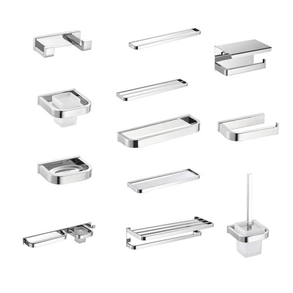 Bathroom Fittings Sanitary Ware SS304 Bathroom Accessories Polished Bath Set Towel Holder Luxury Bathroom Hotel Accessories Set
