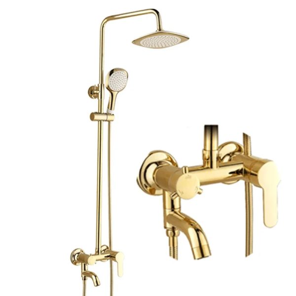 Bathroom Gold Shower Rainfall Water Shower System Rain Mixer Shower Combo Set