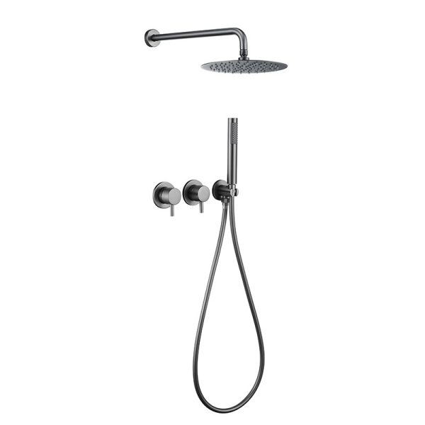 Bathroom Gun Grey Thermostatic Shower System Complete Modern Shower Sets