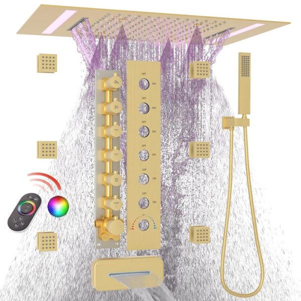 Bathroom LED Full Body Rain Shower System with 6pcs Body Jets Spray Shower System