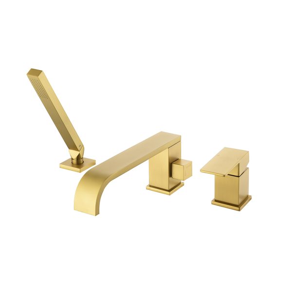 Bathroom Manufacturer Three-Hole Chrome Brass Bathroom Bath Faucets Golden Bathtub Shower Tap