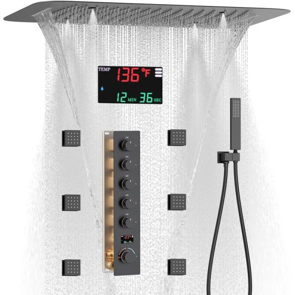 Bathroom Matte Black 16 X 24 Inch Temperature Digital Display Shower System