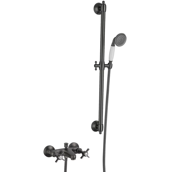 Bathroom Matte Black Thermostatic Mixer Faucet Shower Set with Slide Bar Hand Shower