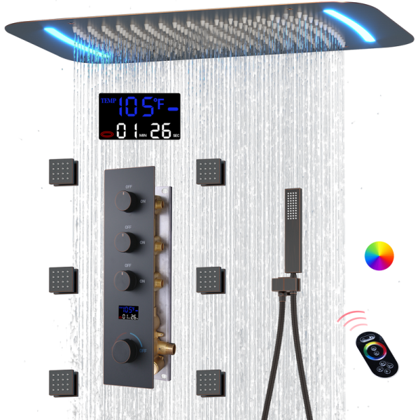 Bathroom Oil Rubbed Bronze Temperature Digital Display Shower System
