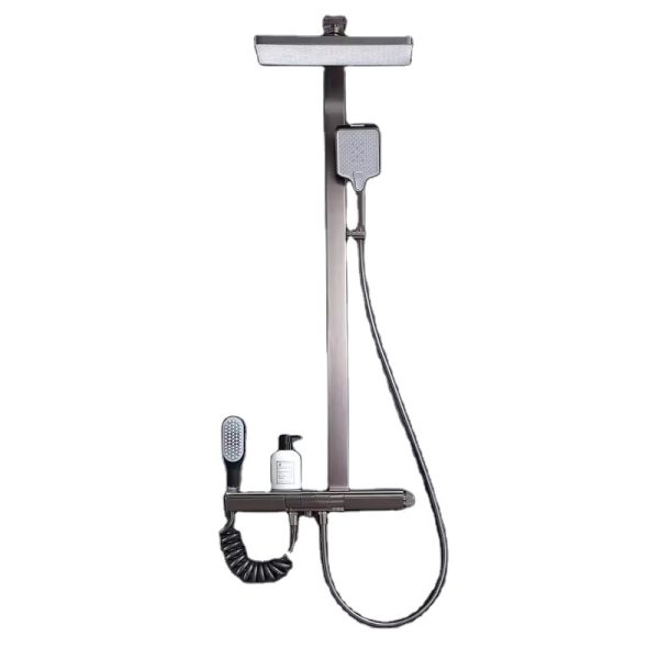 Bathroom Piano Key Gun Grey Hot and Cold Water Mixer Valve Brass Rain Shower System