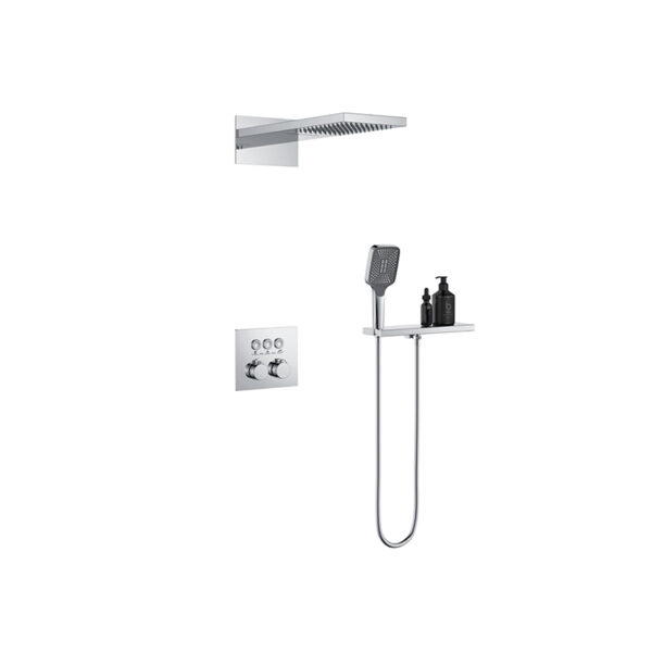 Bathroom Rainfall Waterfall LED thermostatic Shower Faucet with Shower Body Jet and music function shower head