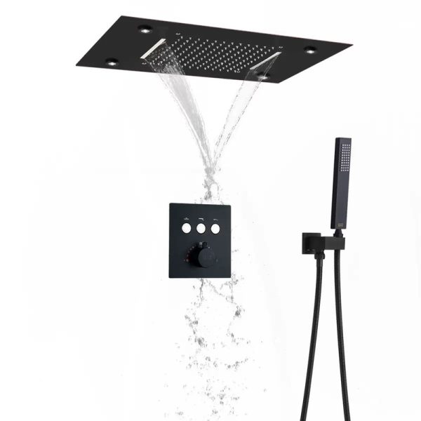 Shower System LED Shower Head 3 Functions Brushed Nickel Shower Head and Hose Set