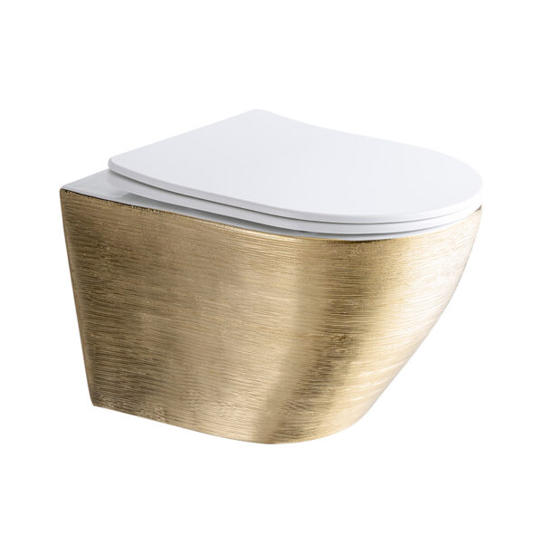 Bathroom Toilets Luxury Electroplated Gold Wc Toilets Wall Hung Toilet – Image 8
