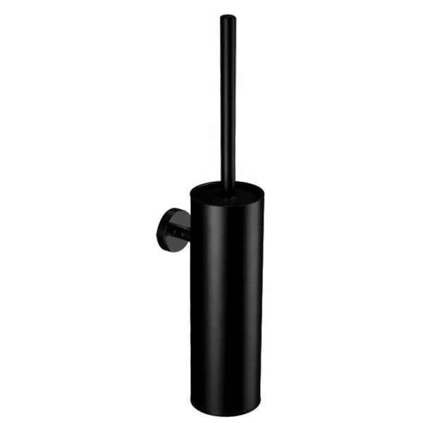 Bathroom Wall Mounted Toilet Brush Holder Long Handle Black Round Toilet Cleaning Brushes Toilet Brush
