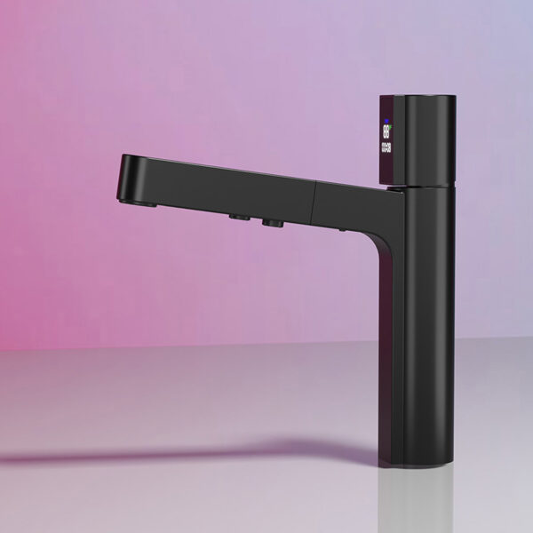 Wholesale Brass Bathroom Sink Faucet with Pull Out Sprayer, Black Fahrenheit Degree Temperature LED Digital Display Sink Faucet - Imagen 5
