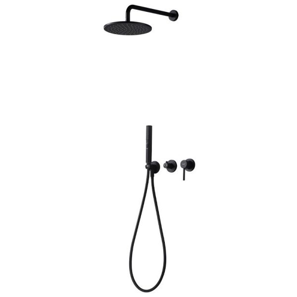 Black Thermostatic Shower System Dual Handle Bathroom Rainfall Shower Faucet