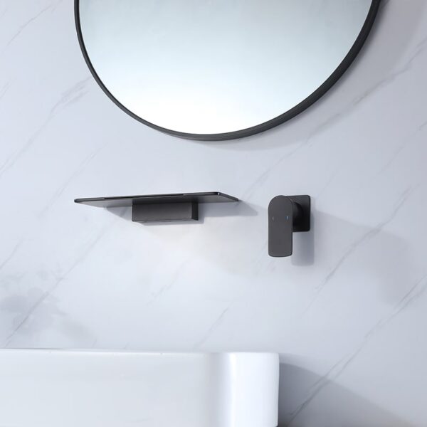 Kaiping Faucet Manufacturer Big Nice Waterfall Spout Wall Mounted Faucet With Storage Rack Basin Mixer Bathroom Bathtub Faucet - Imagen 5
