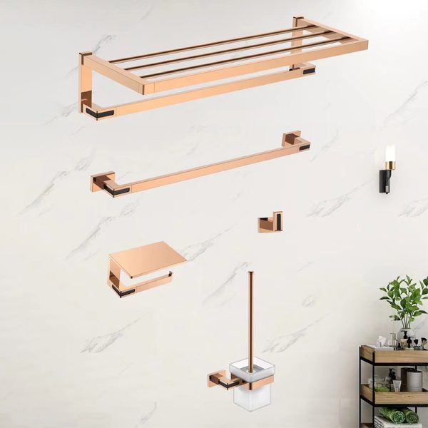 Brass Hardware Set Rose Gold In-wall Tissue Hook Bathroom Towels Toilet Bathroom Accessories Set