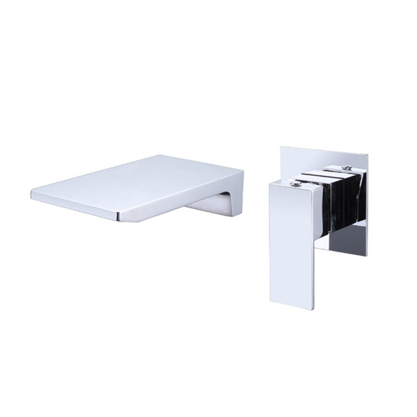 Brass Material Rectangular Single Handle Design Wall Hung Bathroom Waterfall Sink Faucet 1