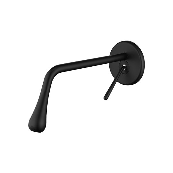 Brass Matt Black Wall Mounted Basin Mixer Concealed Basin Faucet Taps With Water Drop Shape Spout