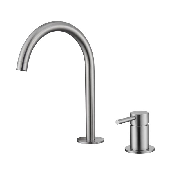 Brass Modern Two Holes Single Handle Water Sink Mixer Tap Brushed Nickel Bathroom Wash Basin Faucet