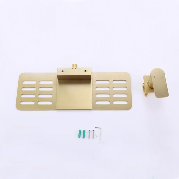 Wholesale Brush Golden Single Handle Square Brass Wall Mounted Storage Rack Waterfall Bathroom Faucet - Image 8