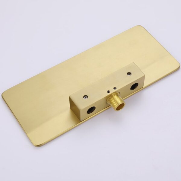 Wholesale Brush Golden Single Handle Square Brass Wall Mounted Storage Rack Waterfall Bathroom Faucet - Image 6